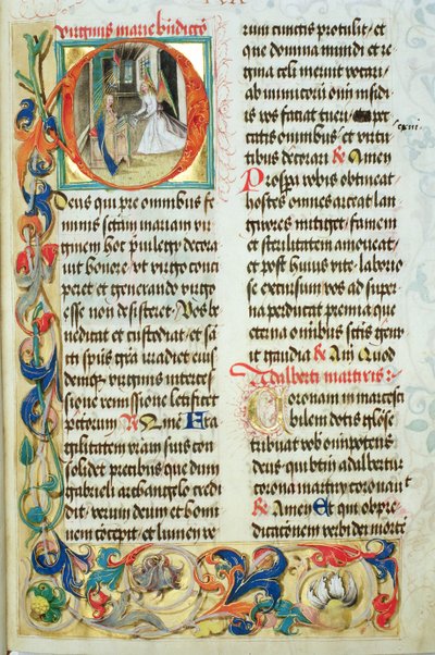 Zwiastowanie Papieskie Biskupa Erazma Ciołka, ok. 1510 (tempera i złoto na pergaminie) autorstwa Polish School