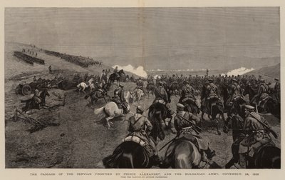 Przejście granicy serbskiej przez księcia Aleksandra i armię bułgarską, 24 listopada 1885 (rycina) autorstwa Polish School