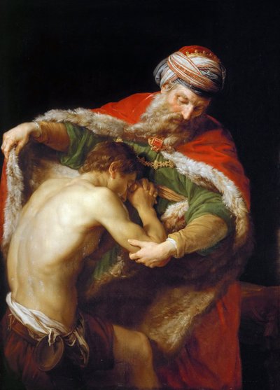 Przypowieść o synu marnotrawnym - Pompeo Girolamo Batoni (1708-1787). olej na płótnie autorstwa Pompeo Girolamo Batoni