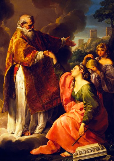 San Marino podnosi Republikę, autorstwa Pompeo Batoniego (1708-1787), obraz. autorstwa Pompeo Girolamo Batoni