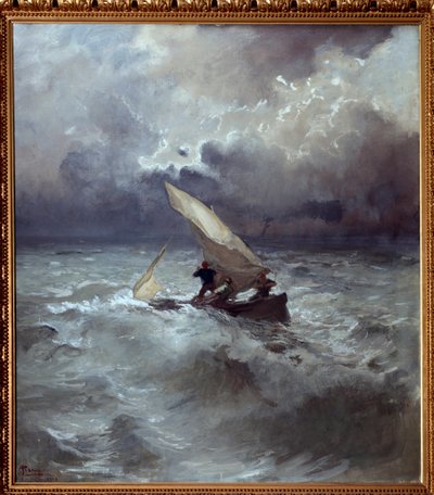 Tempete en mer (Burza na morzu) Obraz Pompeo Mariani (1857-1927) 1898 Dim 145x135 cm Genes, Galleria d