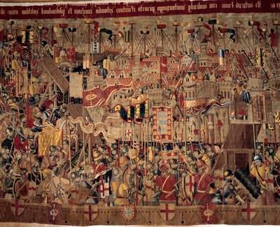 Podbój Afryki: „”Zdobywanie Asilah (Arzila) w Maroku w 1471 r. przez flotę portugalską””” Fragment gobelinu XVI-wiecznej szkoły portugalskiej. Lizbona, Narodowe Muzeum Sztuki Starożytnej autorstwa Portuguese School