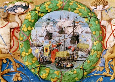Święto Floty Portugalskiej, ilustracja z Lettura Nova Alema Douro, 1513 autorstwa Portuguese School