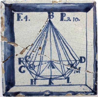 Schemat geometryczny piramidy, Ceramika glazurowana cyną, Lizbona II poł. XVIII w. - Musee national des azulejos, Lizbona (Portugalia) autorstwa Portuguese School