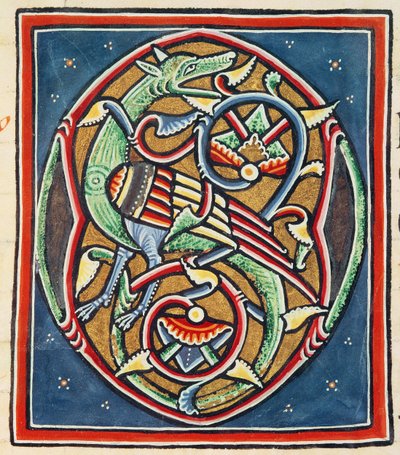Ms 3089 fol.35r Inicjał zamieszkany O, XII lub XIII w. autorstwa Portuguese School