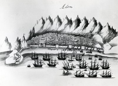 Portugalski szturm na Aden, ilustracja z Legends of India autorstwa Gaspara Correia, c.1858 autorstwa Portuguese School