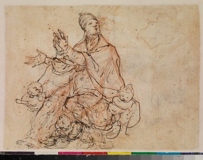 Studium apoteozy świętego biskupa, verso, 1675-99 autorstwa Portuguese School