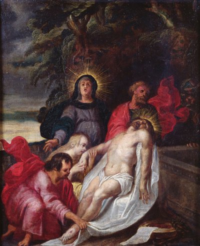 Złożenie do grobu Chrystusa, 1699 (olej na miedzi) autorstwa Portuguese School