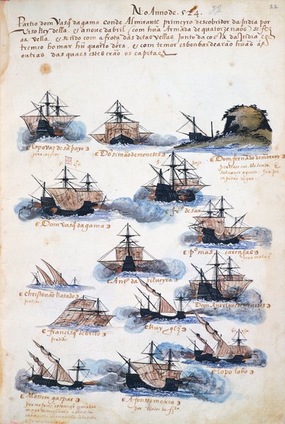 Podróże Vasco da Gamy, ekspedycja portugalska autorstwa Portuguese School