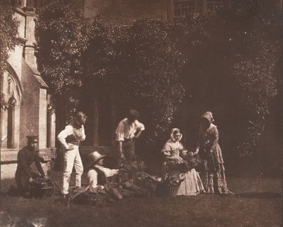 Sprzedawcy owoców, ca. 1845. autorstwa Possibly by William Henry Fox Talbot.