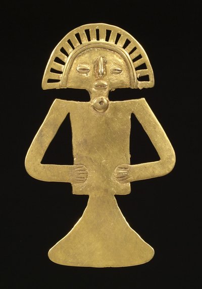 Wisiorek figuralny, ok. 700-1000 (złoty) autorstwa Pre Columbian Pre Columbian