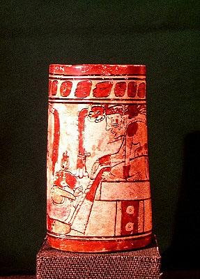 Wazon cylindryczny, Majowie, VII-VIII w. (kamień polichromowany) autorstwa Pre Columbian Pre Columbian