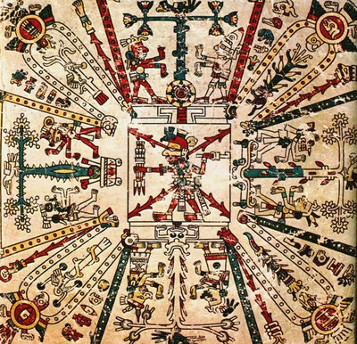 Aztecki bóg Xiuhtecuhtli. Kodeks Fejérváry-Mayera, XV wiek autorstwa Pre Columbian art