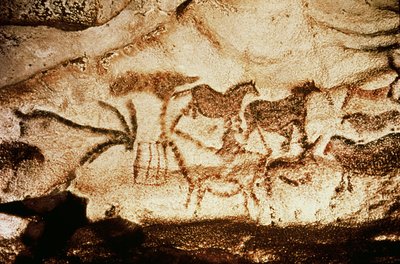 Konie i jelenie z jaskiń w Altamira, ok. 15000 p.n.e. (malowidło jaskiniowe) autorstwa Prehistoric