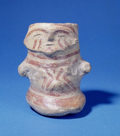 Naczynie w kształcie człowieka, Hacilar, Turcja, ok. 5500 pne (ceramika malowana) autorstwa Prehistoric