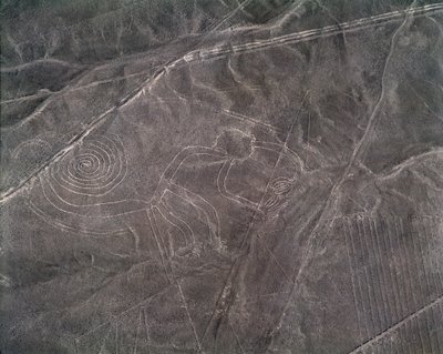 Figura małpy z lotu ptaka, Linie Nazca (zdjęcie) autorstwa Prehistoric Prehistoric