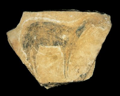 Czarna łania, jaskinia Parpallo, Hiszpania, górny paleolit (malarstwo) autorstwa Prehistoric Prehistoric