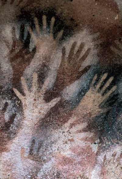 Jaskinia Dłoni, Santa Cruz, Argentyna, okres neolitu (fresk) autorstwa Prehistoric Prehistoric