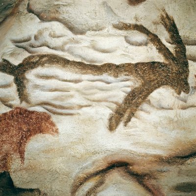 Malowidło naskalne Cervida, Cave de Lascaux, Dordogne, Francja, górny paleolit (magdalen) 13000 lat temu (malarstwo) autorstwa Prehistoric Prehistoric