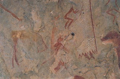 Postacie ludzkie i zwierzęce (malarstwo jaskiniowe) autorstwa Prehistoric Prehistoric