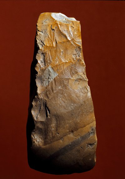 Prehistoria: narzędzie typu chopper z litej manufaktury Kjokkenmoddinger, dania. Paleolityczny. Verone, Museo Civico di Storia Naturale, Włochy autorstwa Prehistoric Prehistoric