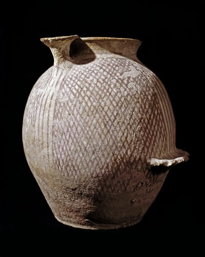Prehistoria: polichromowany ceramiczny wazon z Jerycha. 3000-2100 pne. Amman, Muzeum Archeologiczne, Jordania autorstwa Prehistoric Prehistoric