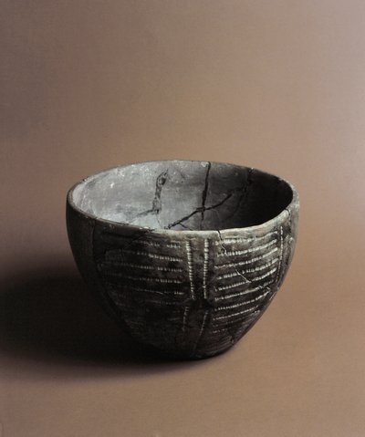 Prehistoria: ceramiczny wazon z grawerowanymi dekoracjami neolitycznymi z Caverna Delle Arene w Candide (Liguria). Pegli, Muzeum Villa Pallavicini autorstwa Prehistoric Prehistoric