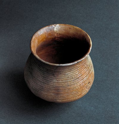 Prehistoria, kultura Remedello: wazon w kształcie dzwonu z jaskini Santa Cristina, Fiesse koło Brescii. Wiek miedzi. Eneolityczny. 2200 pne. Rzym, Narodowe Muzeum Etnografii Prehistorycznej Luigi Pigorini autorstwa Prehistoric Prehistoric
