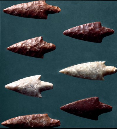 Prehistoria, kultura Rinaldone (Montefiascone): strzały z nekropolii Rinaldone. Wiek miedzi. Eneolityczny. 2200 pne. Rzym, Narodowe Muzeum Etnografii Prehistorycznej Luigi Pigorini autorstwa Prehistoric Prehistoric