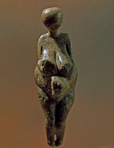 Prehistoria: pomnik grawetki z miejscowości Kostenki (obwód woroneski). 30000-25000 pne Górny paleolit, epoka kamienia. Sankt Petersburg, Muzeum Antropologiczne i Etnograficzne im. Piotra Wielkiego, Rosja autorstwa Prehistoric Prehistoric