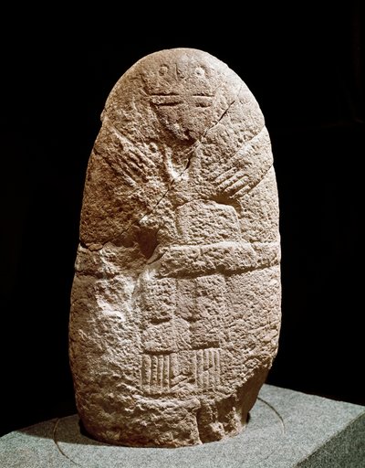 Prehistoria: statuetka menhir. Epoka kamienia łupanego, neolit. Saint Germain en Laye, Muzeum Starożytności Narodowej autorstwa Prehistoric Prehistoric