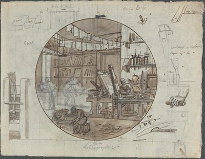 Pracownia Litograficzna autorstwa Probably French 19th Century