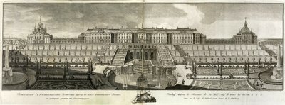 Widok Wielkiego Pałacu w Peterhofie, 1761 autorstwa Prokofy Artemyevich Artemyev