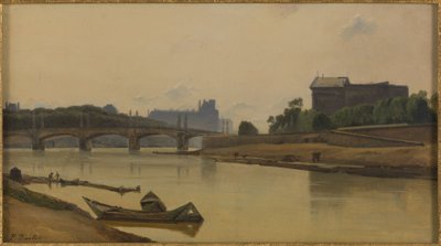 Le pont de la Concorde vu du quai de la Conférence, ok. 1830, ok. 1830 (olej na płótnie) autorstwa Prosper Barbot