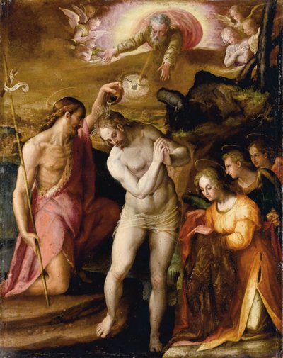Chrzest Chrystusa (olej na płótnie) autorstwa Prospero Fontana