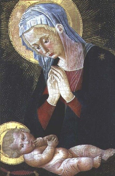 Madonna adorująca Dzieciątko Jezus (tempera na panelu) autorstwa Pseudo Pier Francesco Fiorentino