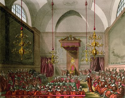 Izba Lordów z „Mikrokosmosu Londynu” Ackermanna autorstwa Pugin and Rowlandson