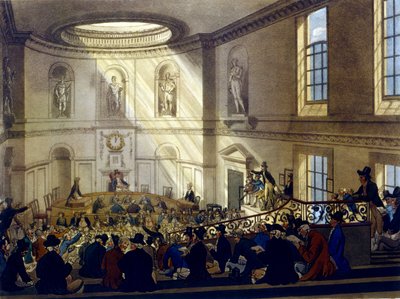 Dom Indii, Sala Wyprzedaży, z „Mikrokosmosu Londynu Ackermanna”, grawerowane przez Josepha Constantine