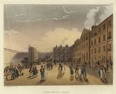 Więzienie Ławy Królewskiej autorstwa Pugin and Rowlandson