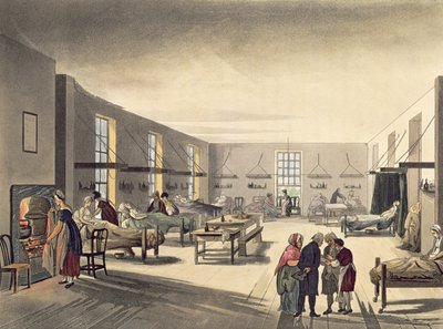 Szpital Middlesex z „Mikrokosmosu Londynu” Ackermanna autorstwa Pugin and Rowlandson