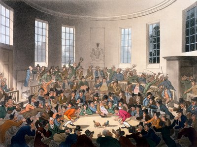 Królewski kokpit, spacer po klatce, St James, ilustracja z „Repozytorium Sztuki Ackermanna”, 1808 autorstwa Pugin and Rowlandson