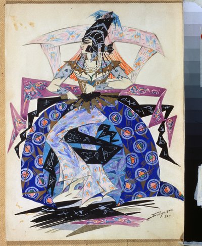 Projekt kostiumu do baletu „Pietruszka” Igora Strawińskiego (1882-1971) (Projekt kostiumu do baletu Pietruszka I. Strawińskiego). Rysunek Piotra Boborykina (Piotra Boborykina) (1836-1921). Akwarela i ołówek na papierze, 35,6 x 26,5 cm autorstwa Pyotr Boborykin