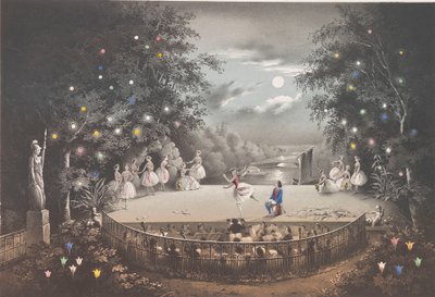 Balet „Najada i rybak” C. Pugni w pawilonie Pink, w parku Peterhof, 1851. autorstwa Pyotr Fyodorovich Borel