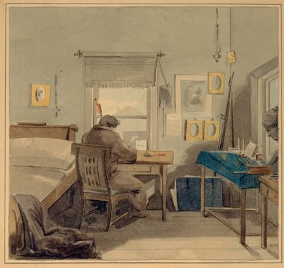 W pracy. W domu Pavla Nashchokin, 1824 autorstwa Pyotr Fyodorovich Sokolov