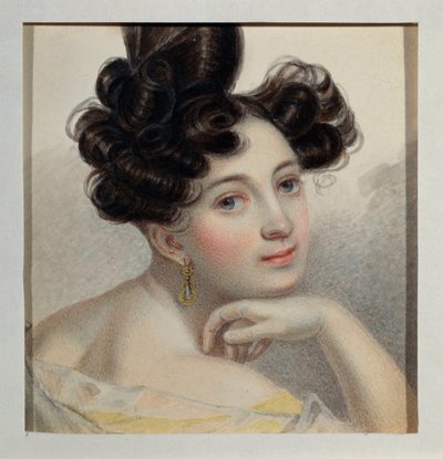 Portret hrabiny Glafiry z Balmen. Dzieło Piotra (Piotra) Fiodorowicza Sokołowa (Piotra Sokołowa) (1791-1848), akwarela na papierze, ok. 1828 r. Sztuka rosyjska autorstwa Pyotr Fyodorovich Sokolov