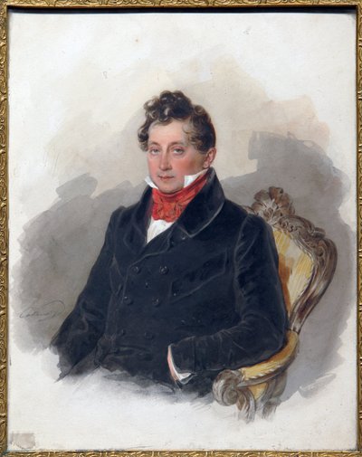 Portret dekabrysty (lub dekabrysty) Michaiła Wielgorskiego (1788-1856). (Portret dekabrysty M. Wielgorskiego). Praca Piotra (Piotra) Fiodorowicza Sokołowa (Pierre Sokołowa) (1791-1848), akwarela na papierze, ok. 1840. XIX-wieczna sztuka rosyjska, romantyzm autorstwa Pyotr Fyodorovich Sokolov