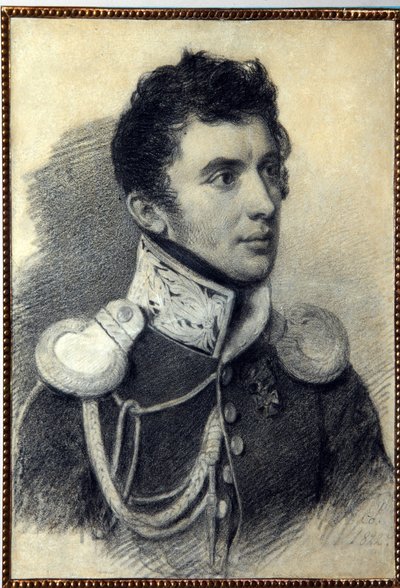 Portret dekabrysty (lub dekabrysty) Nikity Muravyova (1797-1843). (Portret dekabrysty N.Muravyova). Praca Piotra (Piotra) Fiodorowicza Sokołowa (Pierre Sokołowa) (1791-1848), ołówek i pastel na tekturze, 1822. Sztuka rosyjska, XIX w., romantyzm. A.P autorstwa Pyotr Fyodorovich Sokolov
