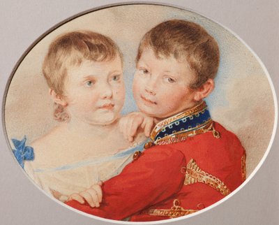Portret księcia Aleksandra Nikołajewicza i wielkiej księżnej Marii Nikołajewny jako dzieci, 1825 autorstwa Pyotr Fyodorovich Sokolov