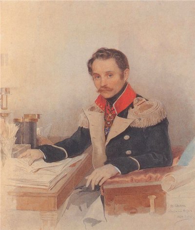 Portret Leonty Wasiliewicza Dubelta 1792-1862, szefa sztabu Korpusu Żandarmów, 1834 autorstwa Pyotr Fyodorovich Sokolov