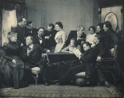 Anton Czechow między aktorami sztuki Mewa, 1899 autorstwa Pyotr Petrovich Pavlov